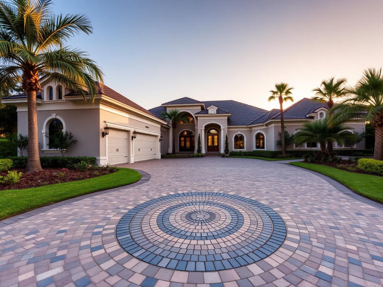 Custom circular paver driveway — Tampa