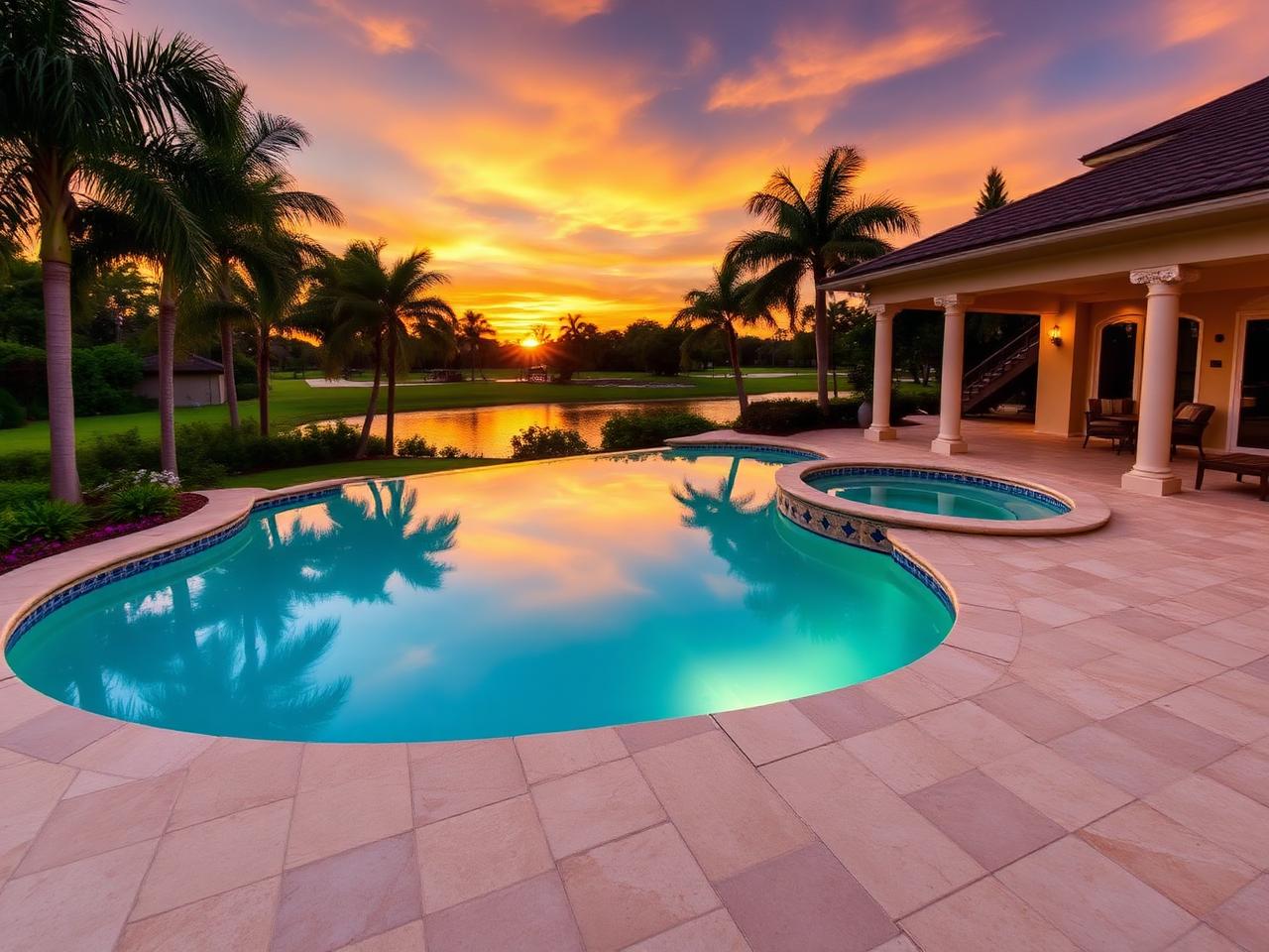 Travertine pool deck — Clearwater